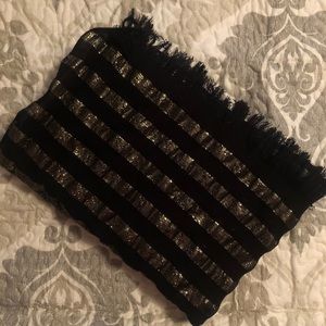 Black and metallic gold scarf